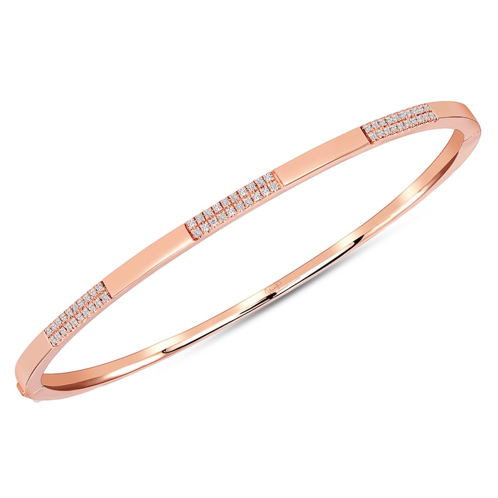 Uneek 14k Rose Gold 0.24cttw Diamond Stackable Bangle 50x60mm