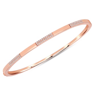 Uneek 14k Rose Gold 0.24cttw Diamond Stackable Bangle 50x60mm