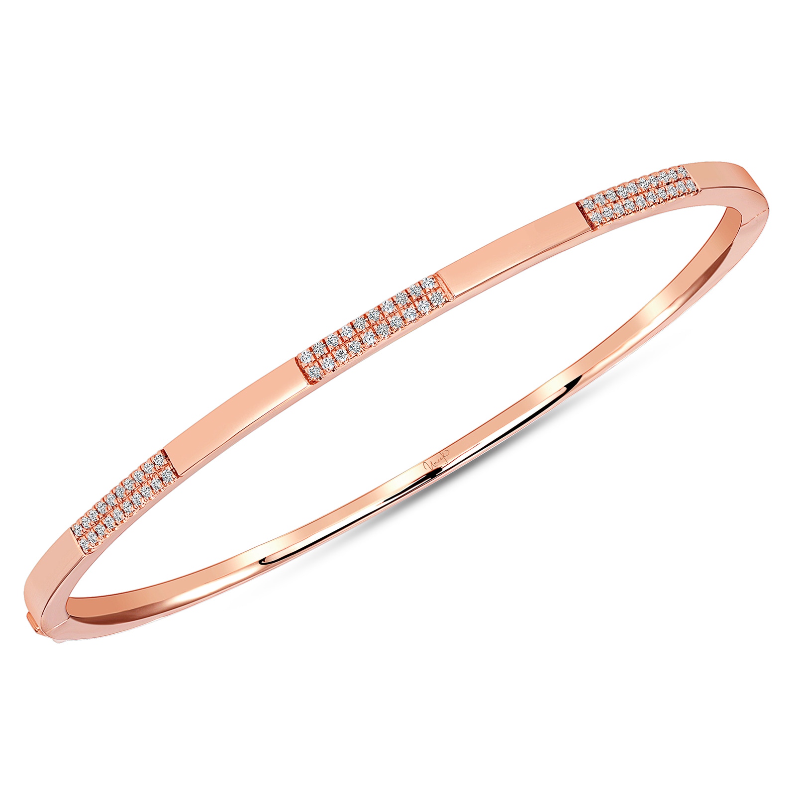 Uneek 14k Rose Gold 0.24cttw Diamond Stackable Bangle 50x60mm