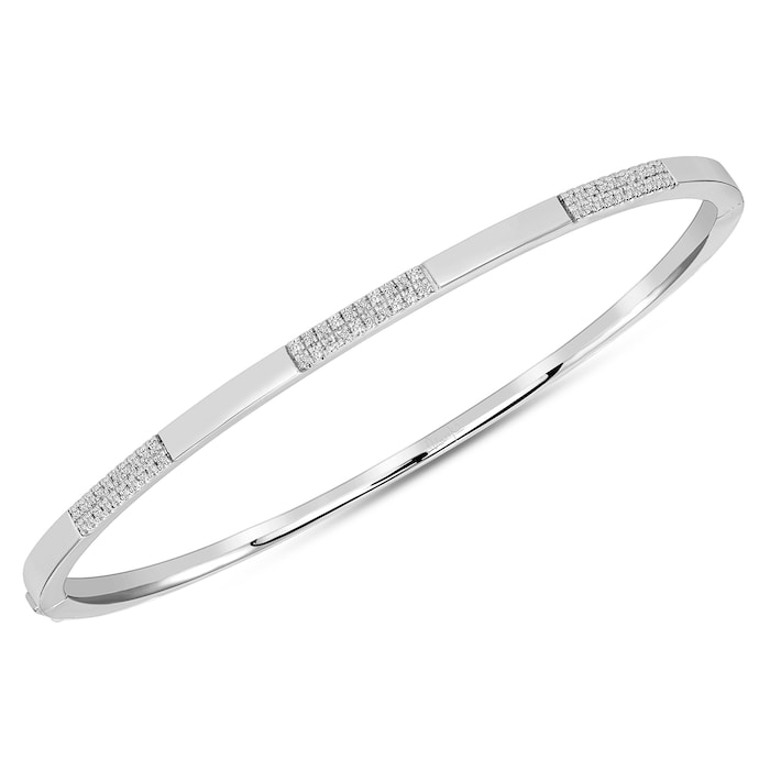 Uneek 14k White Gold 0.24cttw Diamond Stackable Bangle 50x60mm