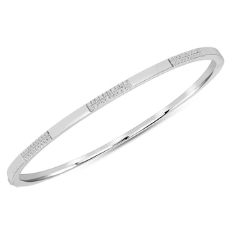 Uneek 14k White Gold 0.24cttw Diamond Stackable Bangle 50x60mm Uneek 14k White Gold 0.24cttw Diamond Stackable Bangle 50x60mm