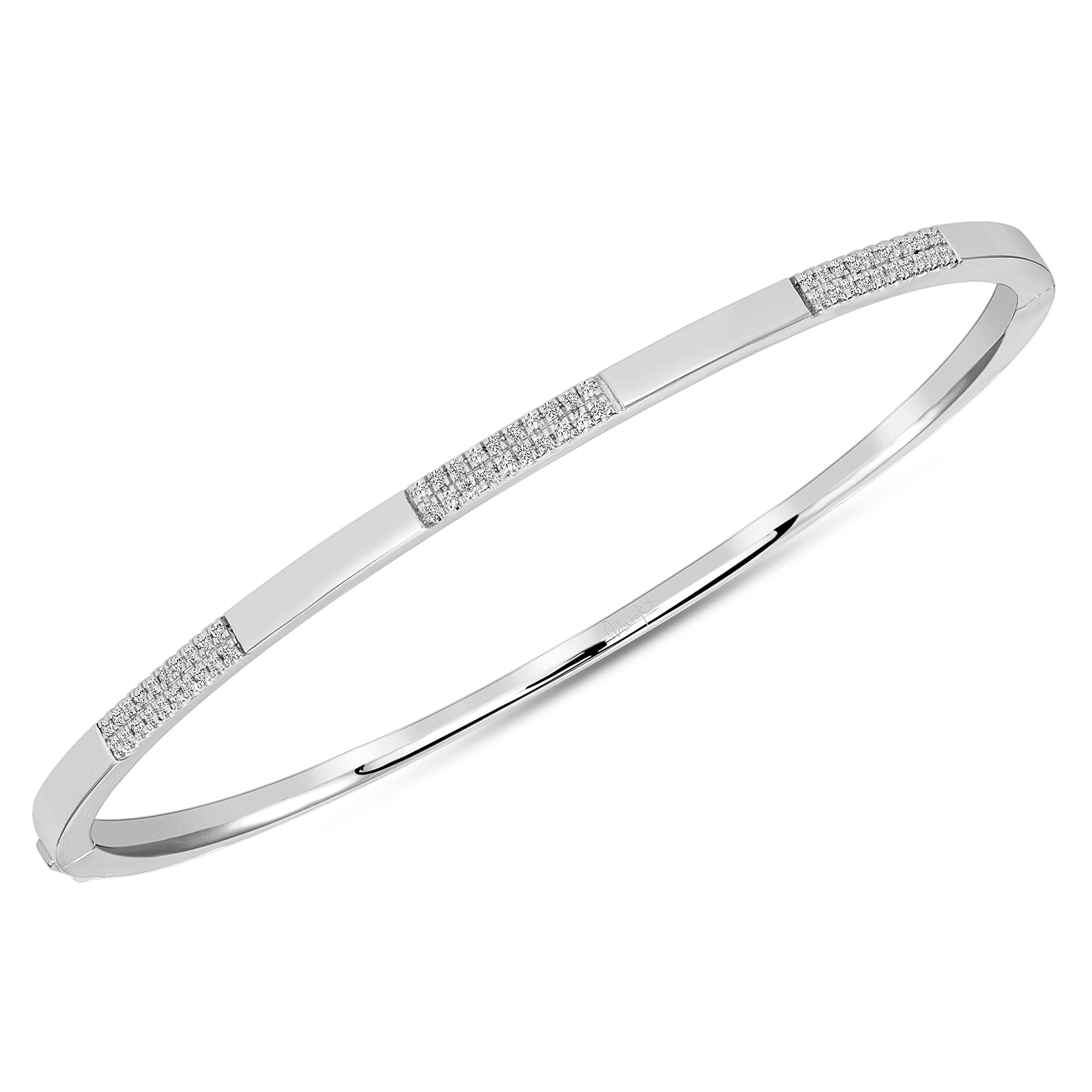 Uneek 14k White Gold 0.24cttw Diamond Stackable Bangle 50x60mm