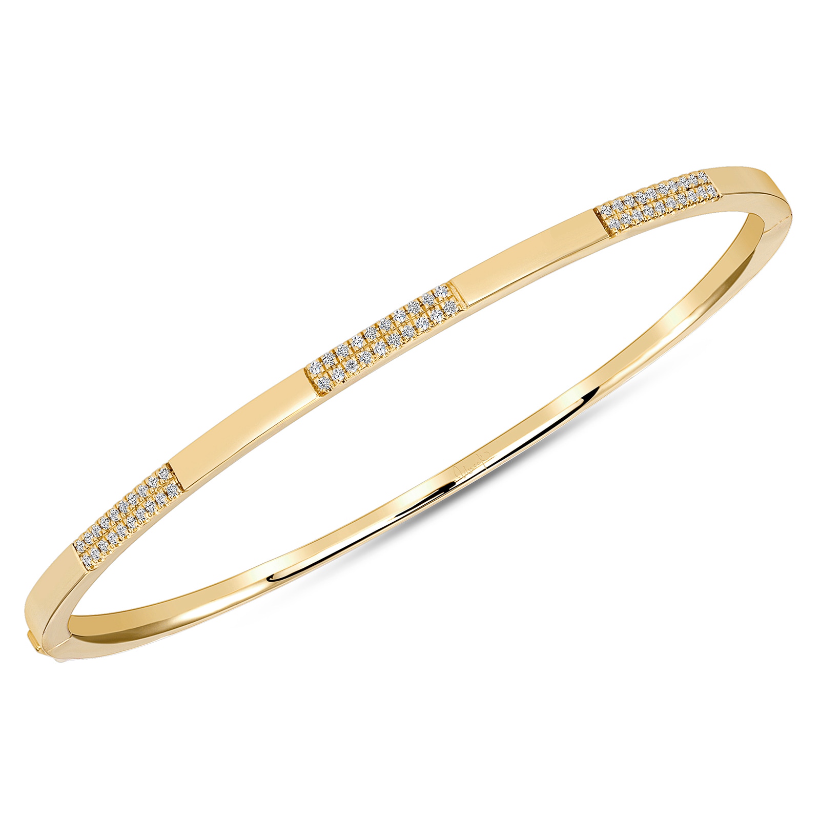 Uneek 14k Yellow Gold 0.24cttw Diamond Stackable Bangle 50x60mm