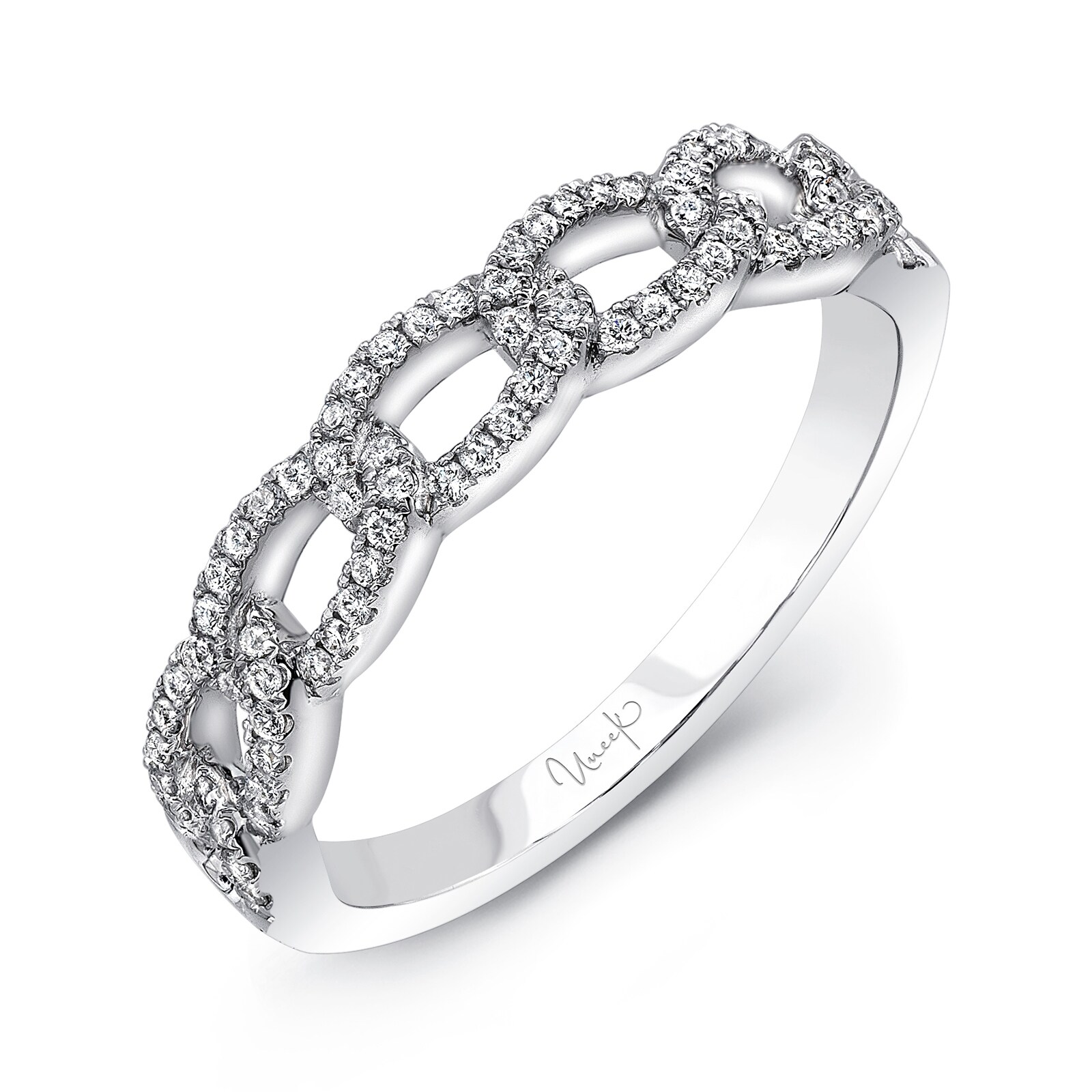 Uneek 14k White Gold La Mirada Stackable 0.25cttw Diamond Band - Ring Size 6.5