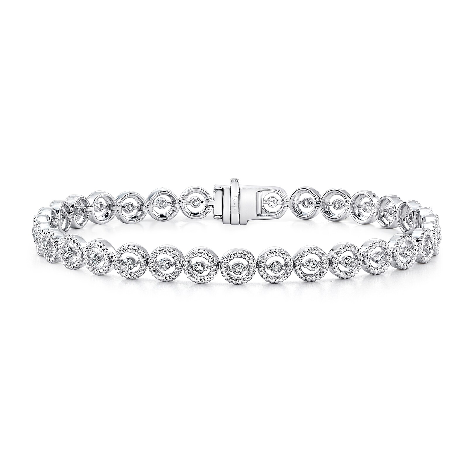 Uneek 14k White Gold 0.80cttw Round Diamond Bracelet