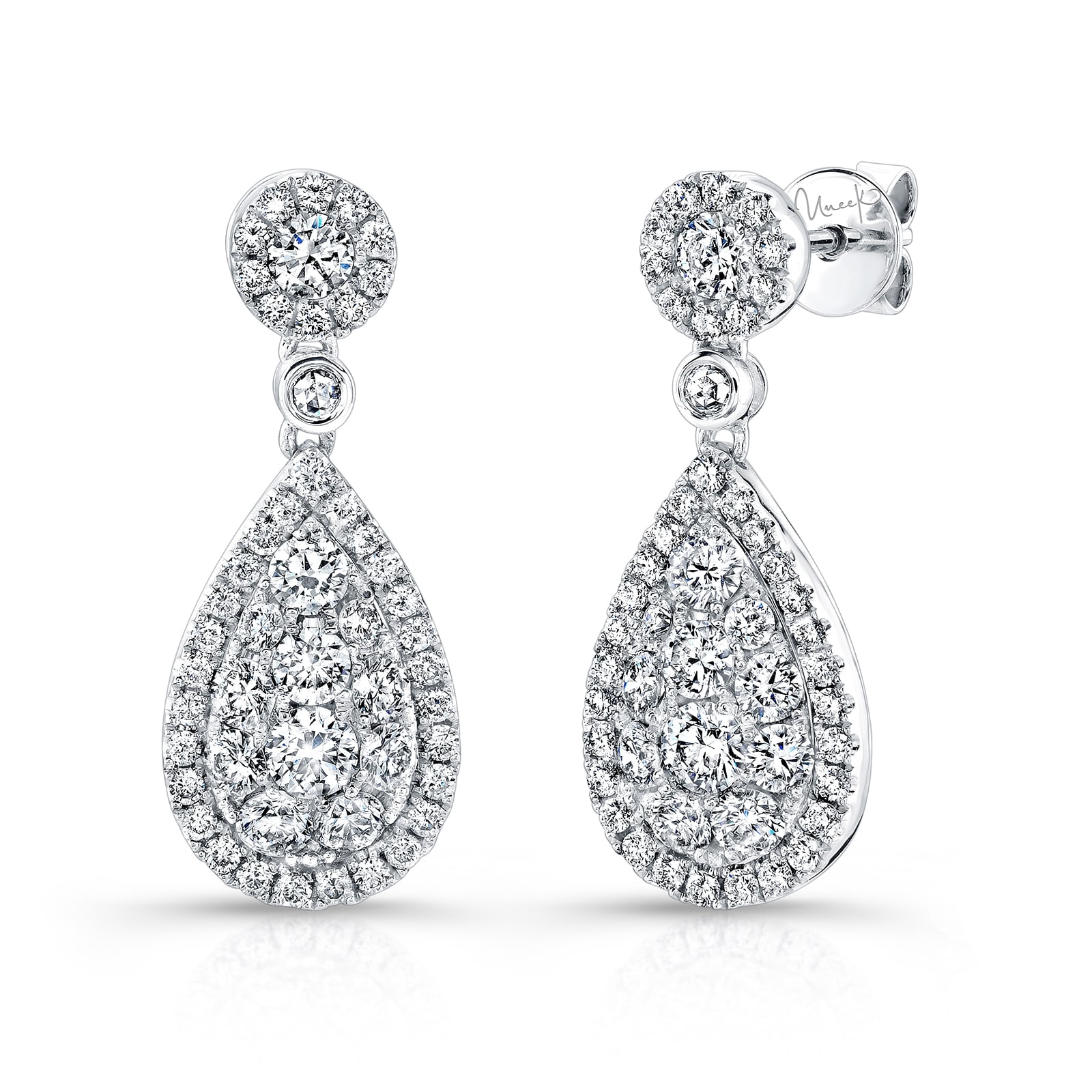 Uneek 14k White Gold 1.80cttw Diamond Drop Earrings