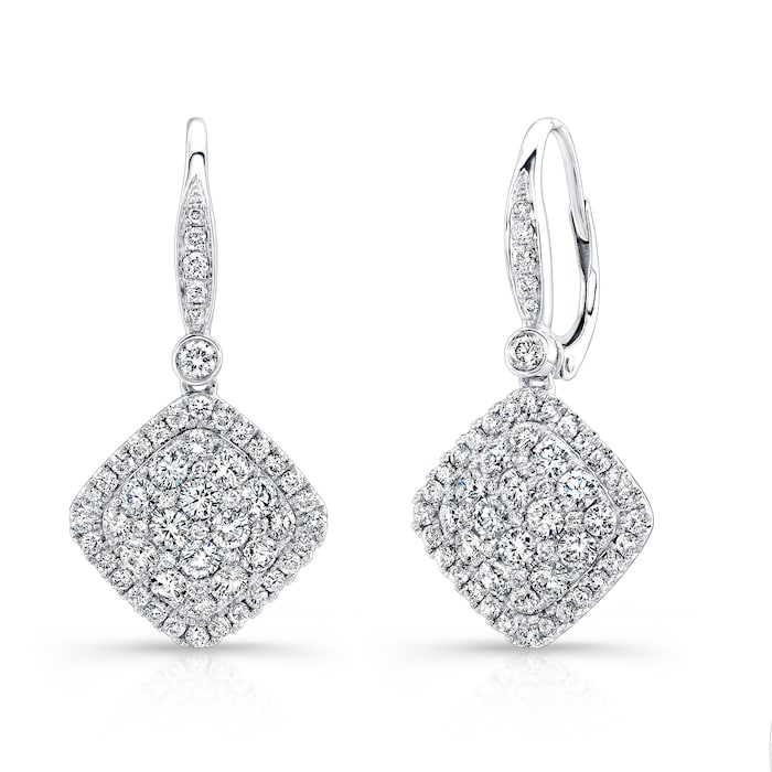 Uneek 14k White Gold 2.15cttw Diamond Drop Earrings