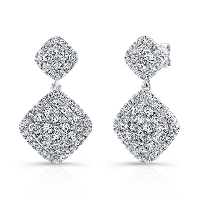 Uneek 14k White Gold 2.60cttw Diamond Drop Earrings