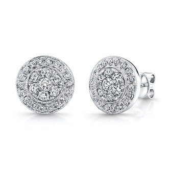 Uneek 14k White Gold 0.95cttw Diamond Cluster Stud Earrings Uneek 14k White Gold 0.95cttw Diamond Cluster Stud Earrings