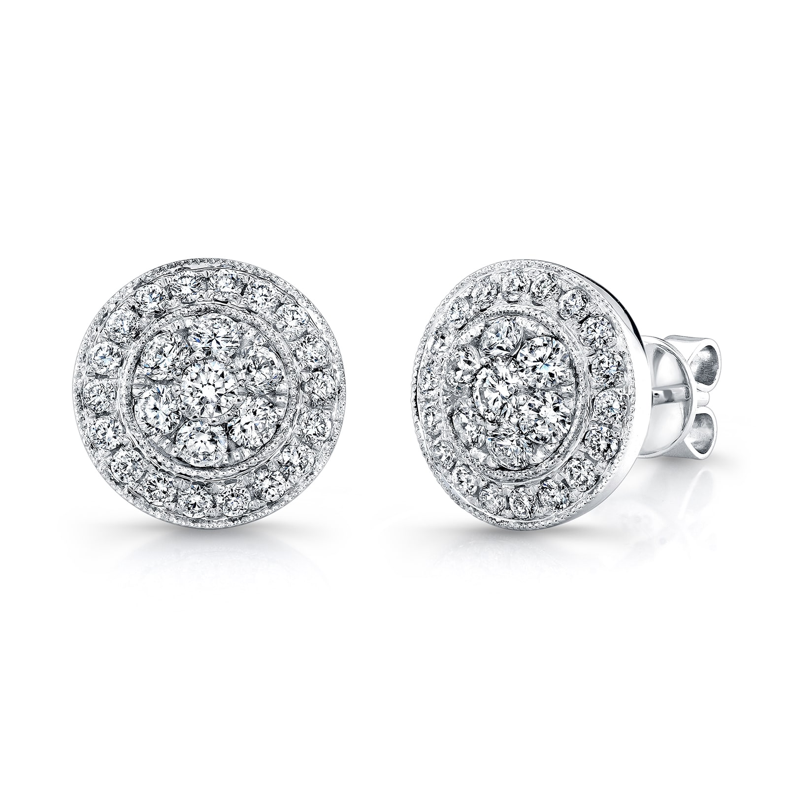 Uneek 14k White Gold 0.95cttw Diamond Cluster Stud Earrings LVE291 | Mayors