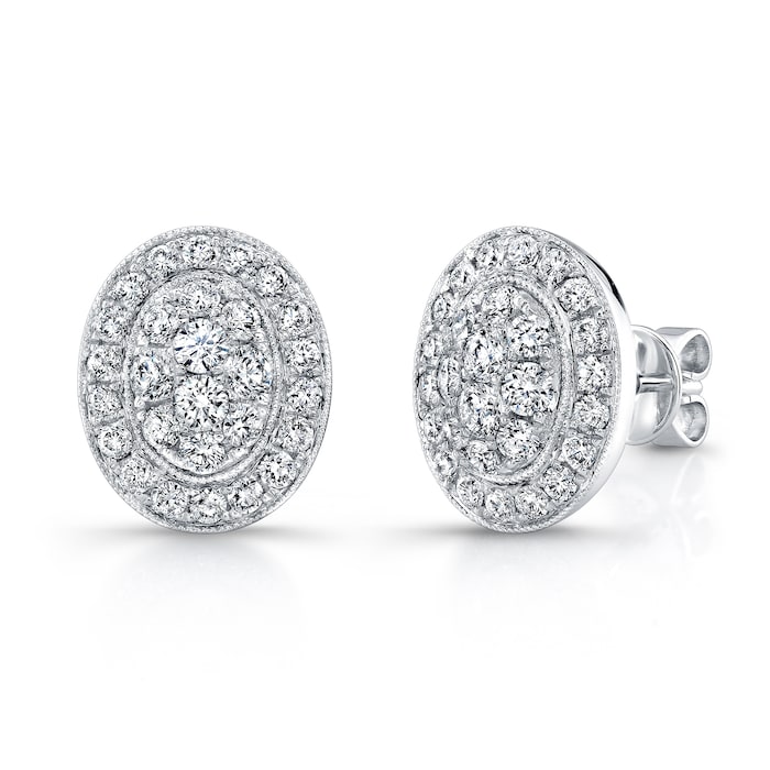 Uneek 14k White Gold 1.05cttw Diamond Cluster Stud Earrings
