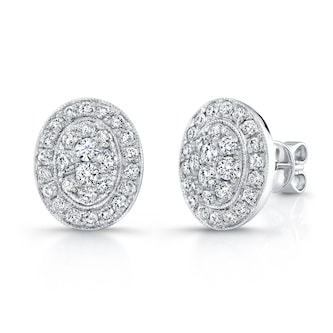 Uneek 14k White Gold 1.05cttw Diamond Cluster Stud Earrings Uneek 14k White Gold 1.05cttw Diamond Cluster Stud Earrings