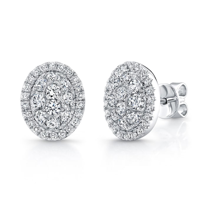 Uneek 14k White Gold 0.95cttw Diamond Cluster Stud Earrings