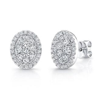 Uneek 14k White Gold 0.95cttw Diamond Cluster Stud Earrings Uneek 14k White Gold 0.95cttw Diamond Cluster Stud Earrings