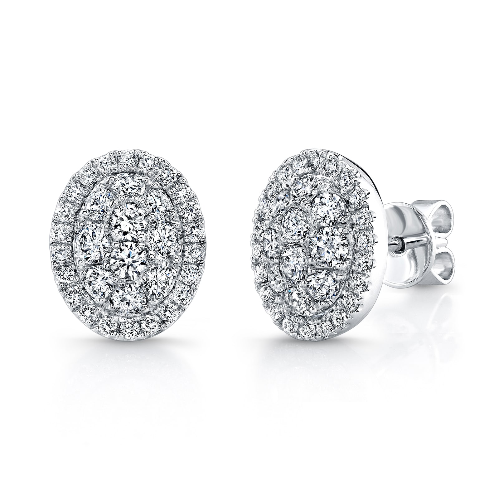 Uneek 14k White Gold 0.95cttw Diamond Cluster Stud Earrings