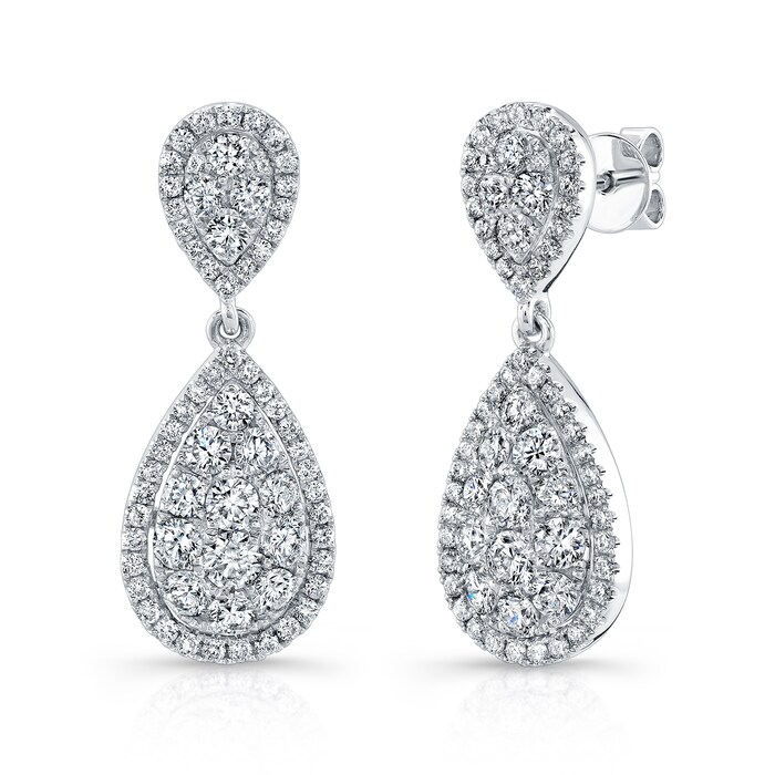 Uneek 14k White Gold 2.12cttw Diamond Drop Earrings