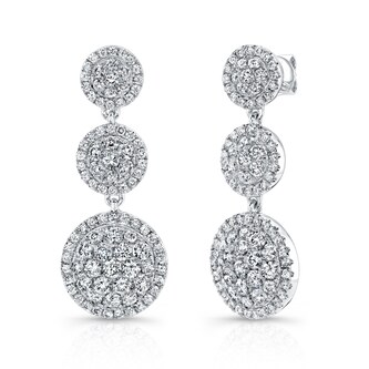Uneek 14k White Gold 3.10cttw Diamond Drop Earrings