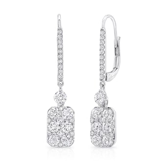 Uneek 18k White Gold 2.40cttw Diamond Drop Earrings Uneek 18k White Gold 2.40cttw Diamond Drop Earrings
