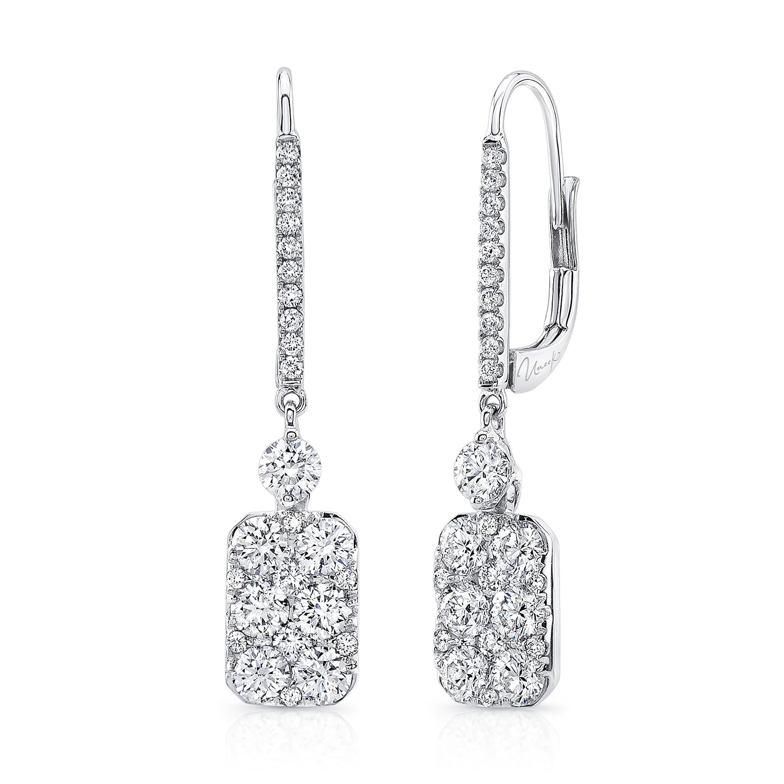 Uneek 18k White Gold 2.40cttw Diamond Drop Earrings