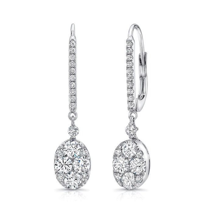 Uneek 18k White Gold 1.75cttw Diamond Drop Earrings