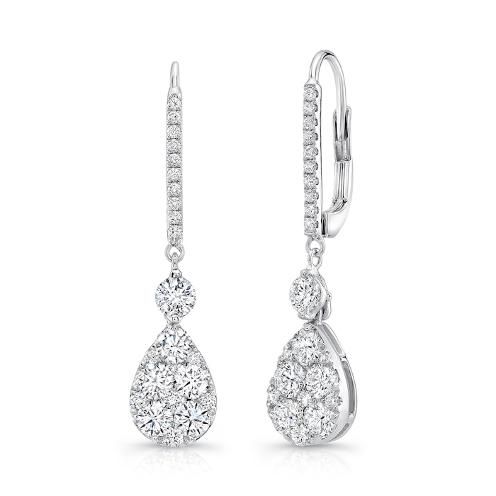 Uneek 18k White Gold 2.45cttw Diamond Drop Earrings