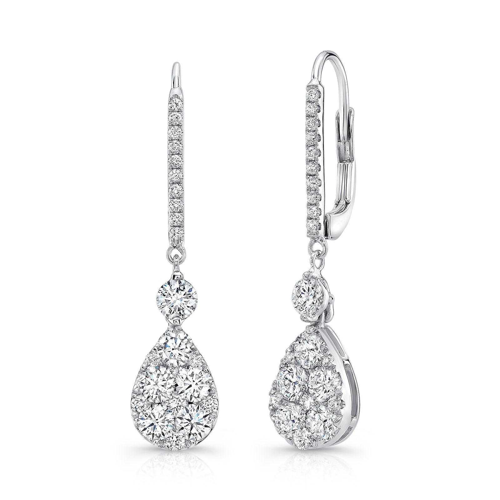 Uneek 18k White Gold 2.45cttw Diamond Drop Earrings