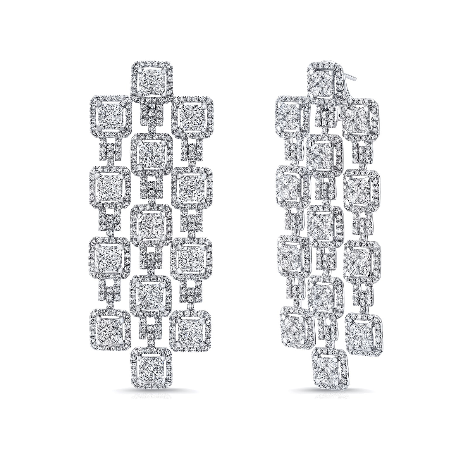 Uneek 18k White Gold 9.00cttw Diamond Drop Earrings