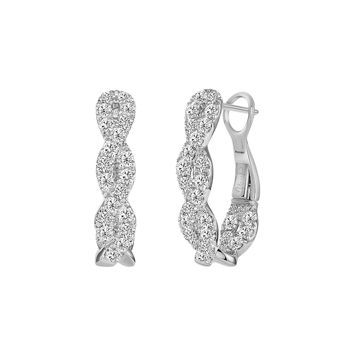 Uneek 14k White Gold 1.35cttw Diamond Hoop Earrings