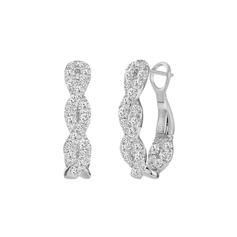 Uneek 14k White Gold 1.35cttw Diamond Hoop Earrings