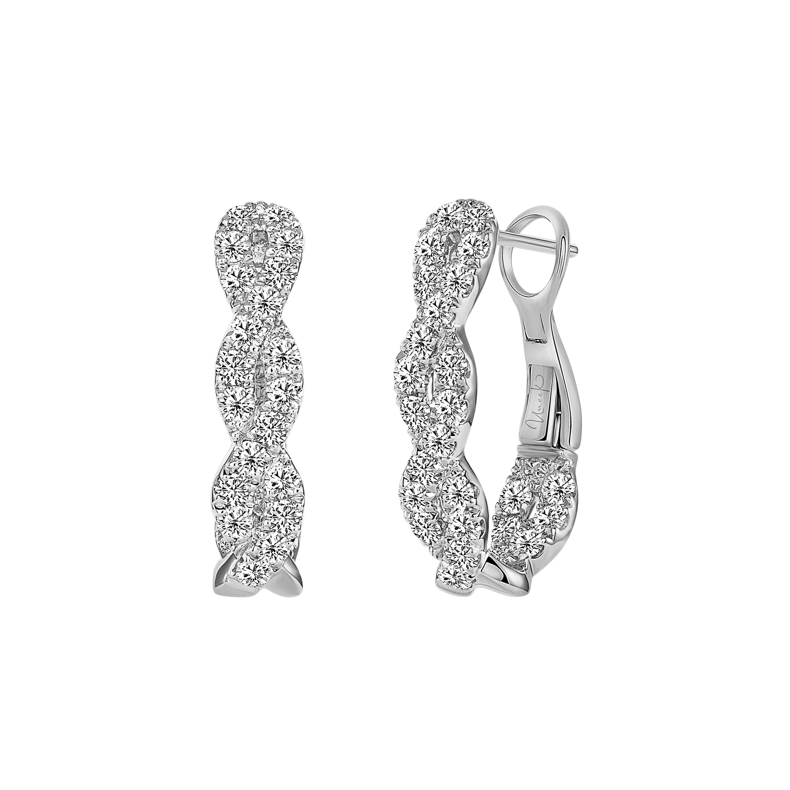 Uneek 14k White Gold 1.35cttw Diamond Hoop Earrings
