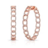 Uneek 14k Rose Gold "La Mirada" Inside-Out 1.50cttw Diamond 35mm Hoop Earrings