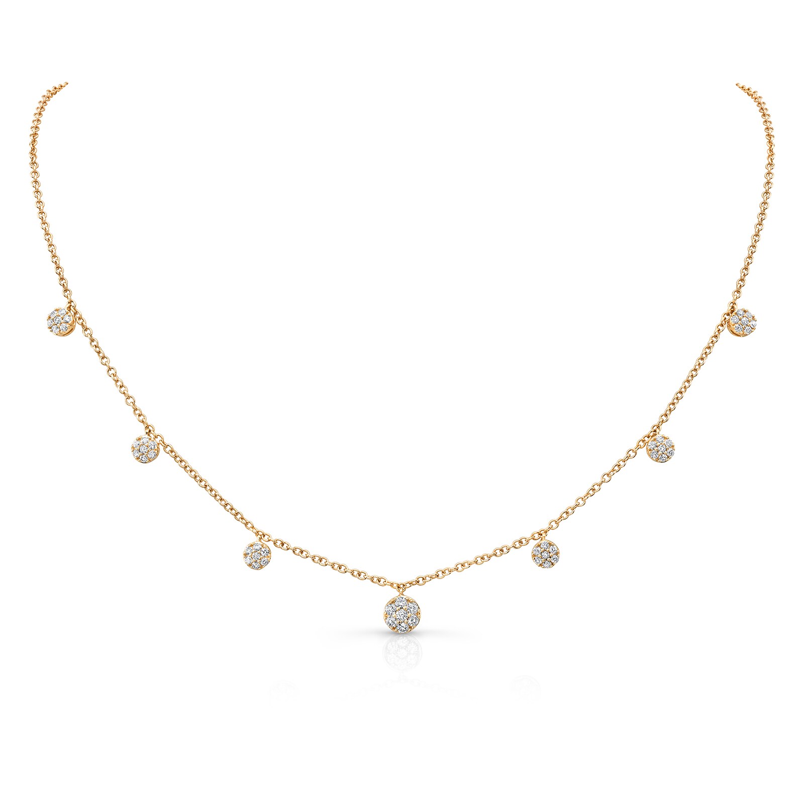 Uneek 14k Yellow Gold Cascade Collection Seven-Cluster Drop Necklace