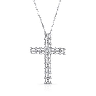 Uneek 14k White Gold 1.05cttw Diamond Cross Pendant Uneek 14k White Gold 1.05cttw Diamond Cross Pendant