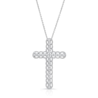 Uneek 14k White Gold 1.05cttw Diamond Cross Pendant