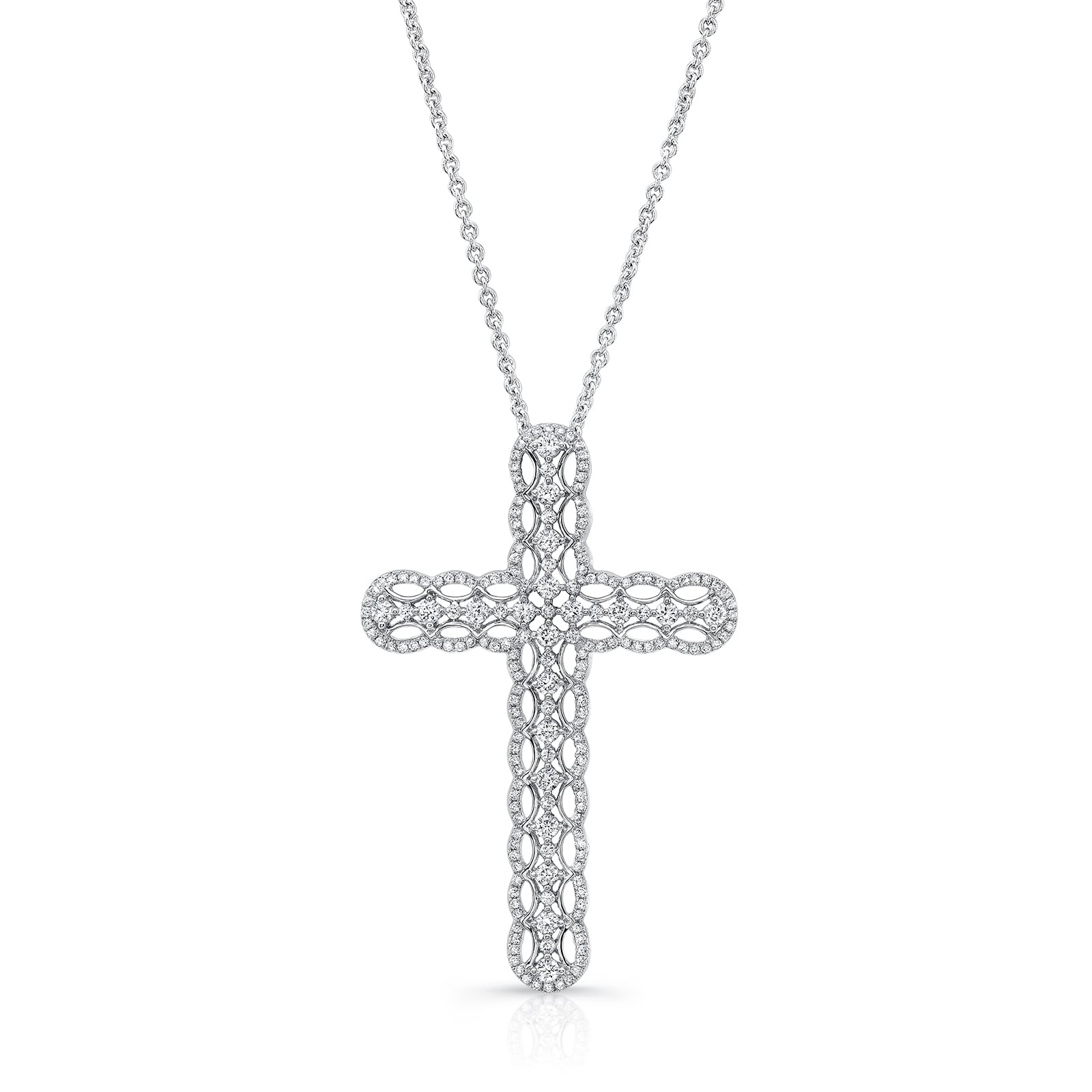 Uneek 14k White Gold 1.05cttw Diamond Cross Pendant