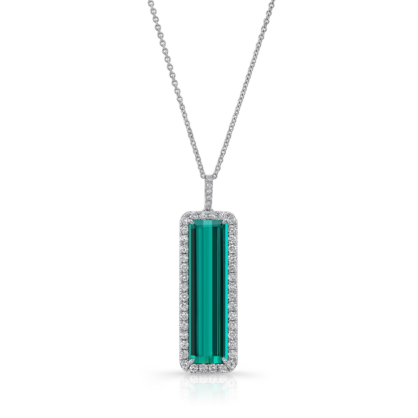 Uneek 18k White Gold 0.71cttw Diamond and 7.78cttw Tourmaline Diamond Pendant