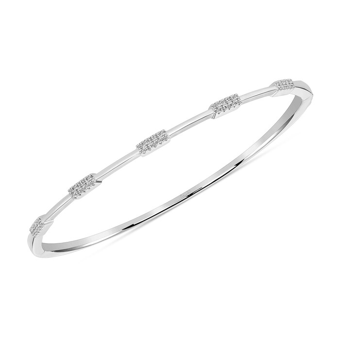 Uneek 14k White Gold 0.20cttw Diamond Fashion Bangle