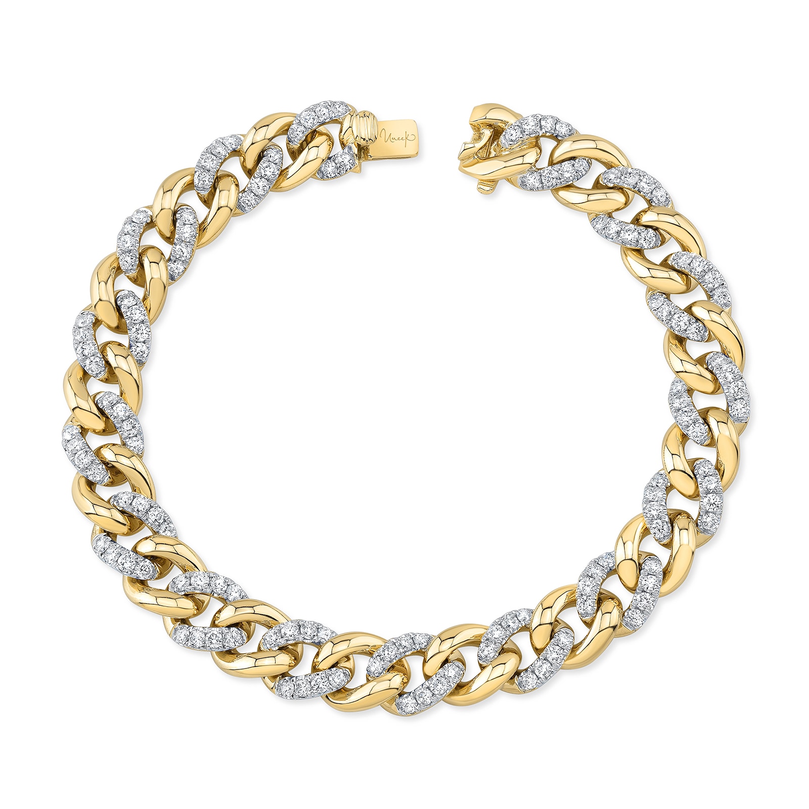 Uneek 18k Yellow and White Gold 3.32cttw Diamond Chain Bracelet 7.25"