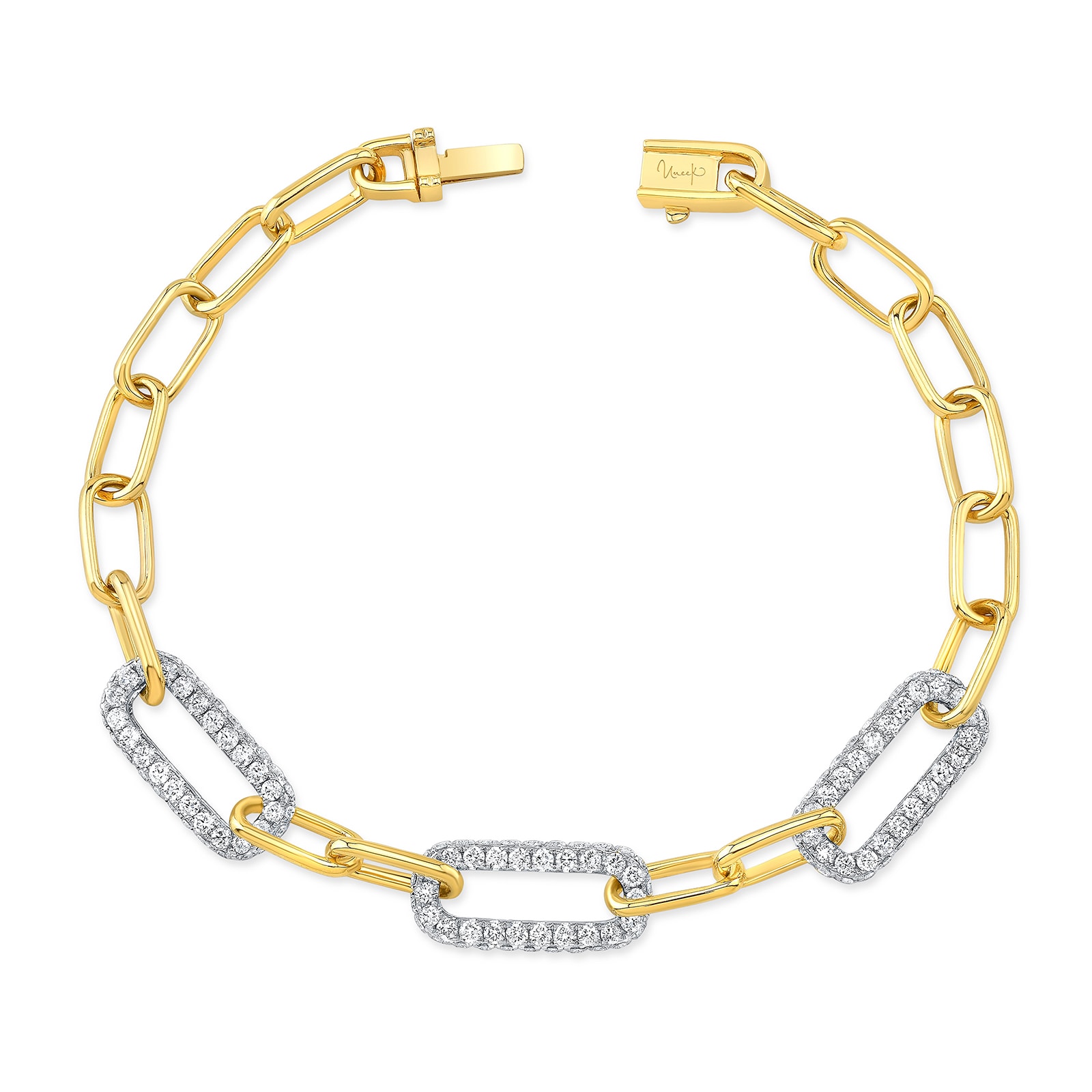 Uneek 18k Yellow and White Gold 3.52cttw Diamond Chain Bracelet 7.25" Uneek 18k Yellow and White Gold 3.52cttw Diamond Chain Bracelet 7.25"