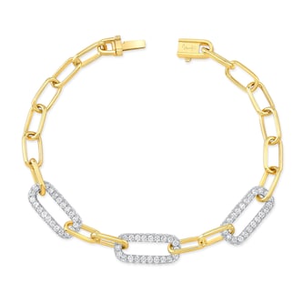 Uneek 18k Yellow and White Gold 3.52cttw Diamond Chain Bracelet 7.25" Uneek 18k Yellow and White Gold 3.52cttw Diamond Chain Bracelet 7.25"