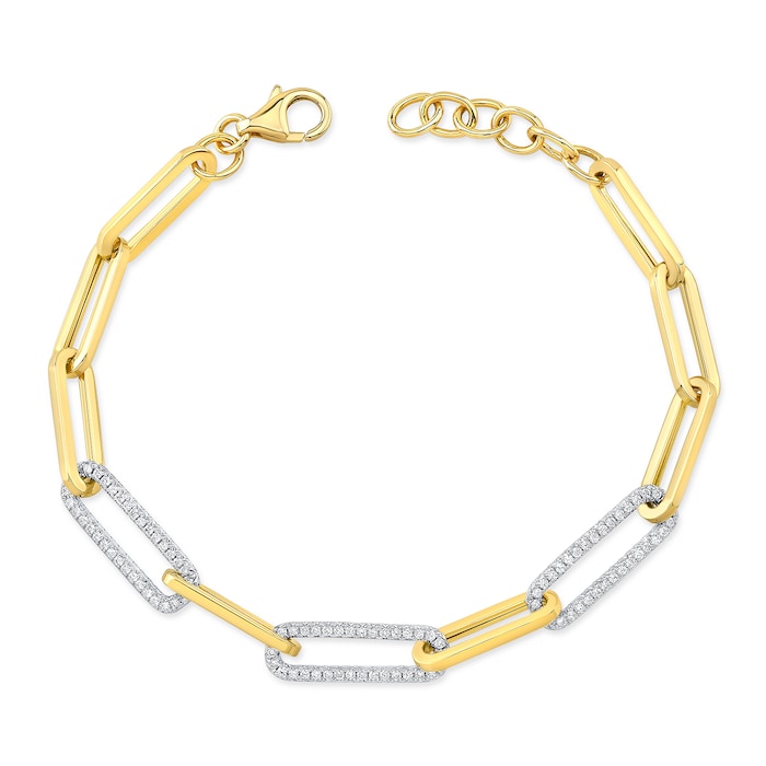 Uneek 18k Yellow and White Gold 1.01cttw Diamond Chain Bracelet 7.75"