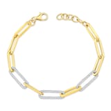 Uneek 18k Yellow and White Gold 1.01cttw Diamond Chain Bracelet 7.75"