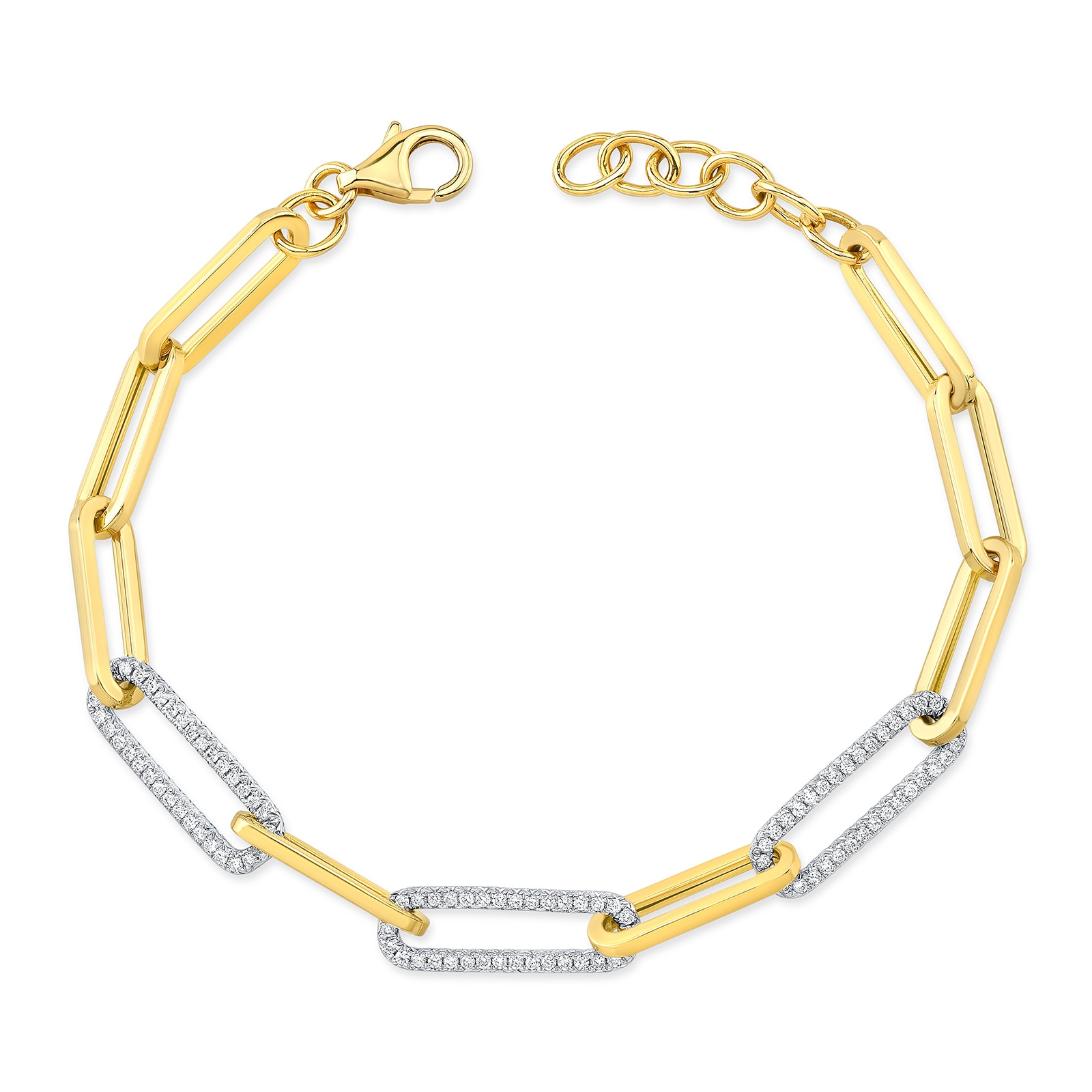 Uneek 18k Yellow and White Gold 1.01cttw Diamond Chain Bracelet 7.75"