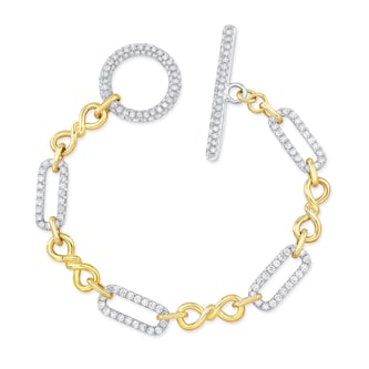 Uneek 18k Yellow and White Gold 4.05cttw Diamond Chain Bracelet 7" Uneek 18k Yellow and White Gold 4.05cttw Diamond Chain Bracelet 7"