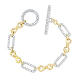 Uneek 18k Yellow and White Gold 4.05cttw Diamond Chain Bracelet 7"