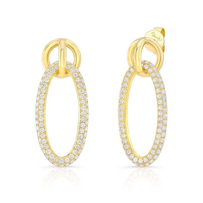 Uneek 18k Yellow Gold 2.67cttw Diamond Drop Hoop Earrings