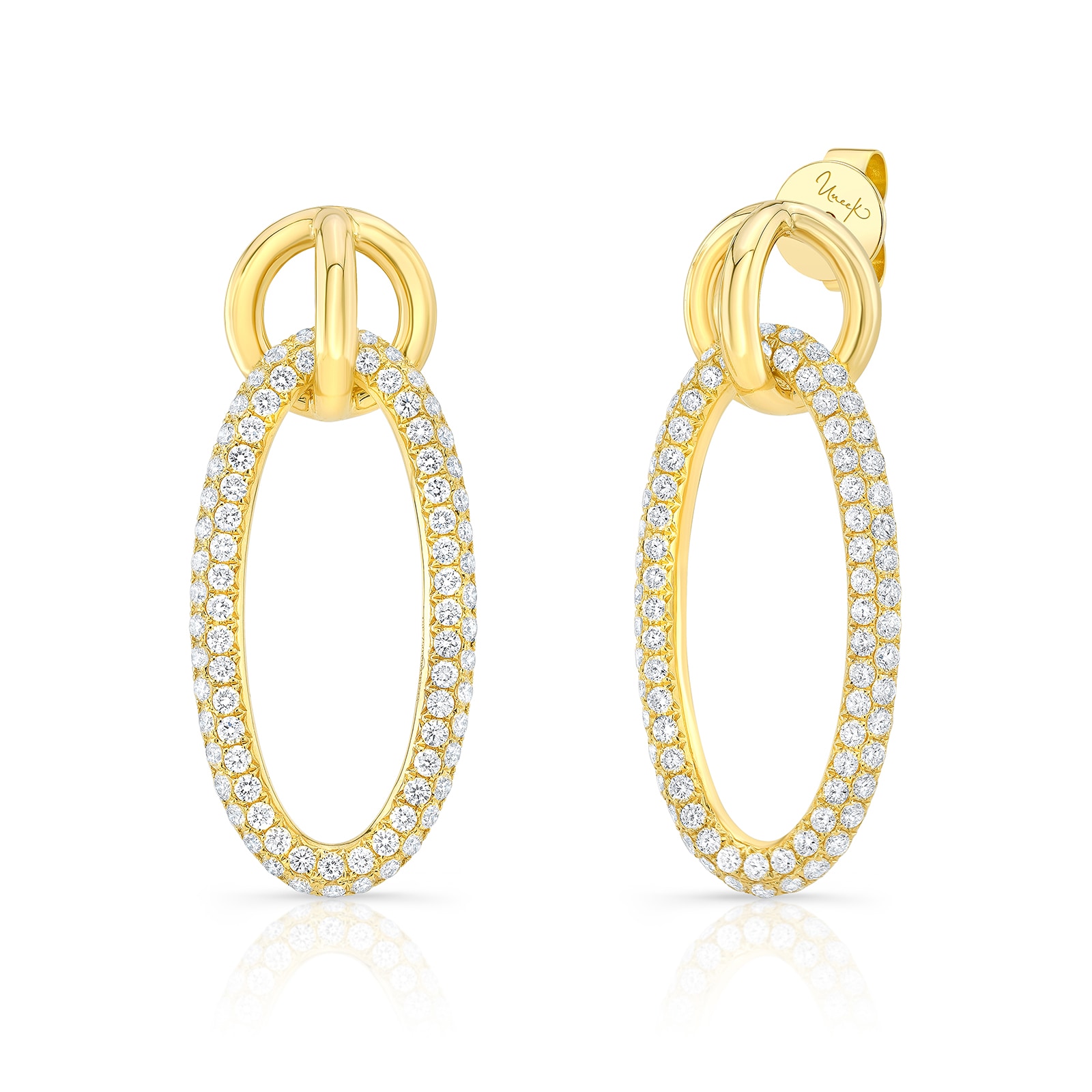 Uneek 18k Yellow Gold 2.67cttw Diamond Drop Hoop Earrings Uneek 18k Yellow Gold 2.67cttw Diamond Drop Hoop Earrings