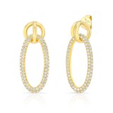 Uneek 18k Yellow Gold 2.67cttw Diamond Drop Hoop Earrings