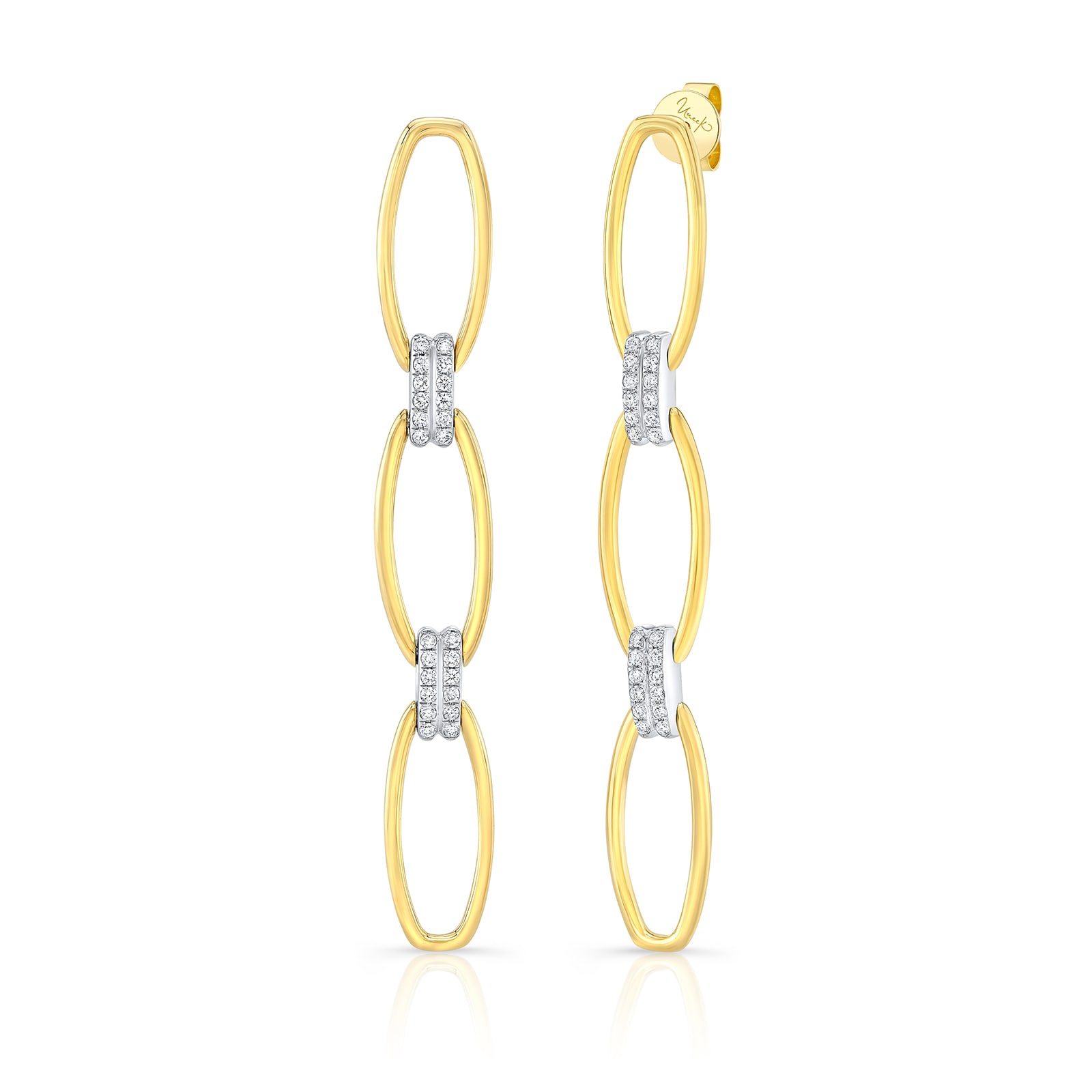 Uneek 18k Yellow and White Gold 0.47cttw Triple Drop Earrings Uneek 18k Yellow and White Gold 0.47cttw Triple Drop Earrings