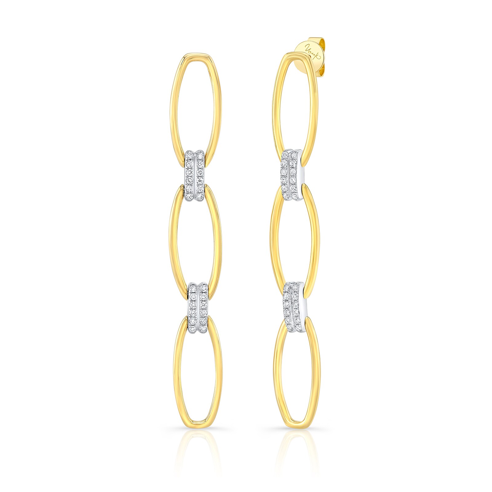 Uneek 18k Yellow and White Gold 0.47cttw Triple Drop Earrings